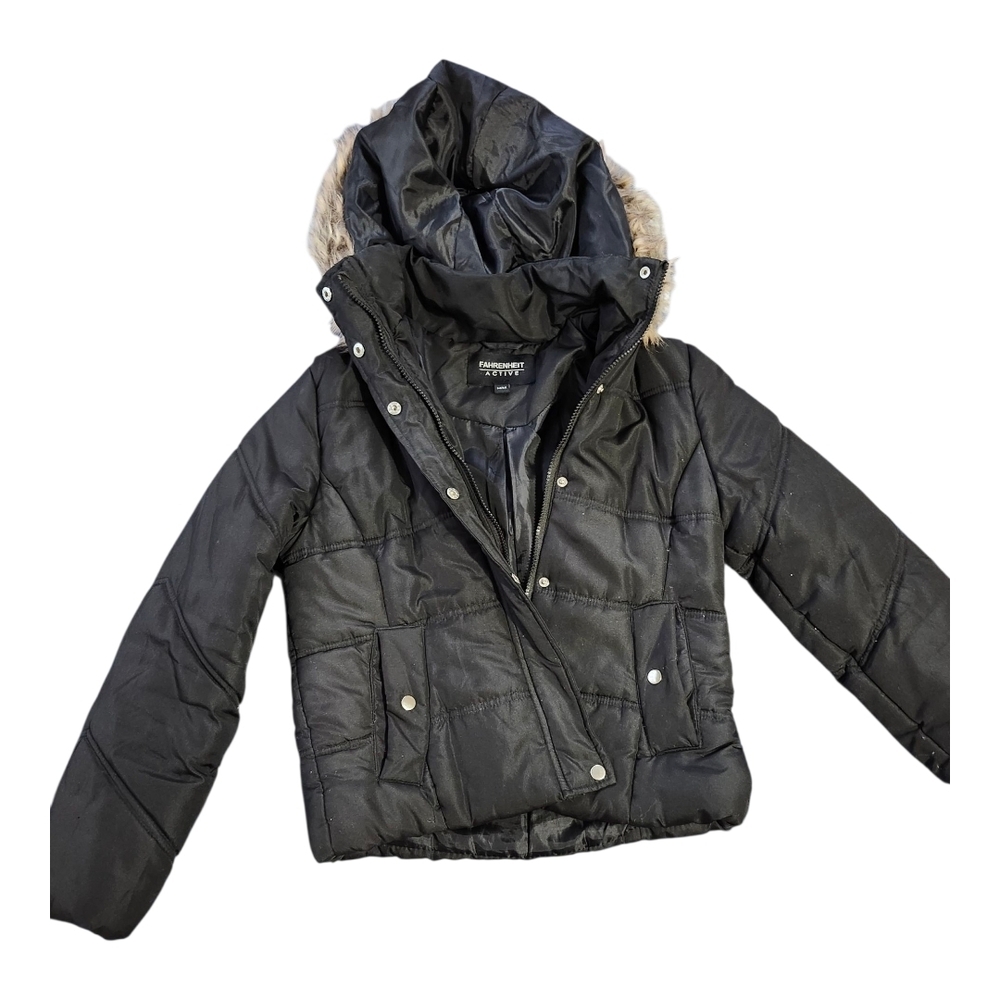 Fahrenheit Black Puffer Jacket with Hood